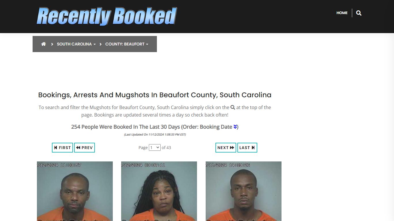 Bookings, Arrests and Mugshots in Beaufort County, South Carolina